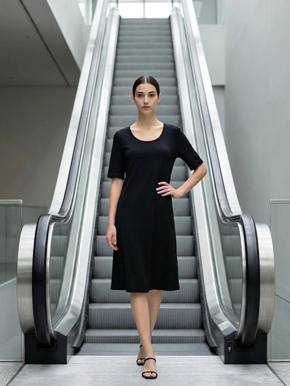 Isaac Mizrahi Women’s Midi Dress Black Large NWOT Cotton/Pima Cotton Business